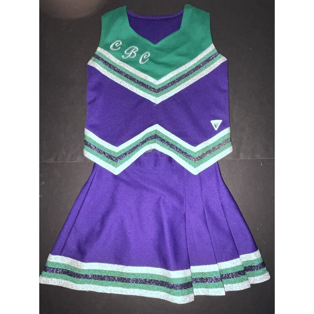 Cheerleader Uniform Costume Outfit Purple Sparkle Halloween 32 Top 22 Skirt Teen